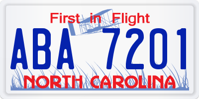 NC license plate ABA7201