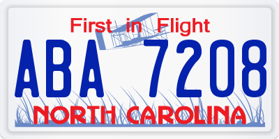 NC license plate ABA7208