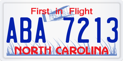 NC license plate ABA7213