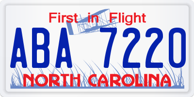 NC license plate ABA7220