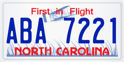 NC license plate ABA7221