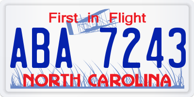 NC license plate ABA7243