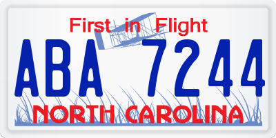 NC license plate ABA7244