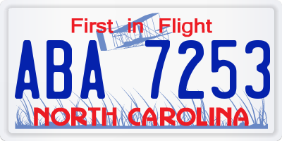 NC license plate ABA7253