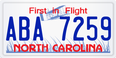NC license plate ABA7259