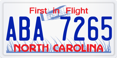 NC license plate ABA7265
