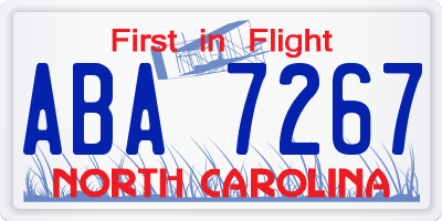 NC license plate ABA7267