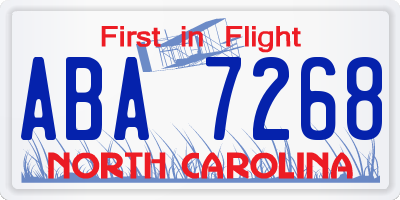 NC license plate ABA7268