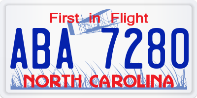 NC license plate ABA7280