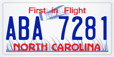 NC license plate ABA7281