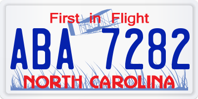 NC license plate ABA7282