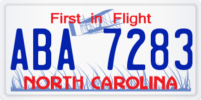 NC license plate ABA7283