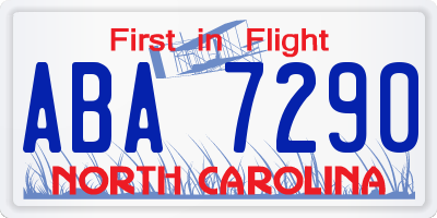 NC license plate ABA7290