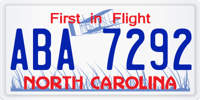NC license plate ABA7292