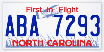 NC license plate ABA7293
