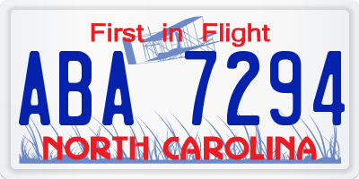 NC license plate ABA7294