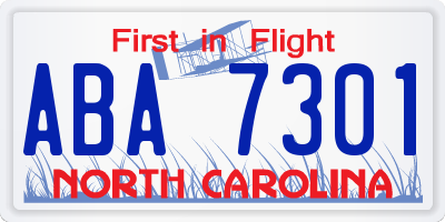 NC license plate ABA7301