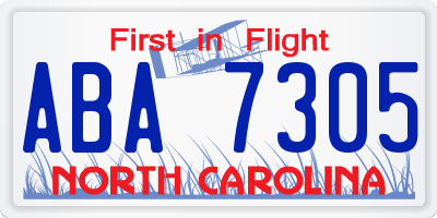 NC license plate ABA7305
