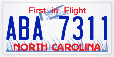 NC license plate ABA7311
