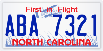 NC license plate ABA7321