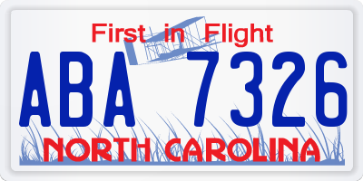 NC license plate ABA7326
