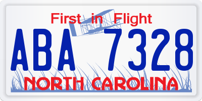 NC license plate ABA7328