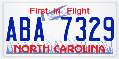NC license plate ABA7329