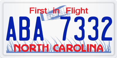 NC license plate ABA7332
