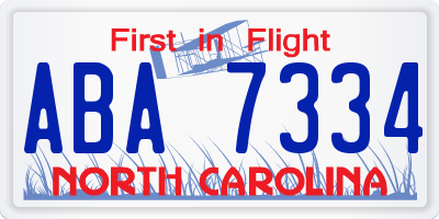 NC license plate ABA7334