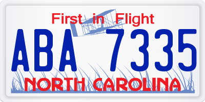 NC license plate ABA7335