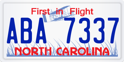 NC license plate ABA7337