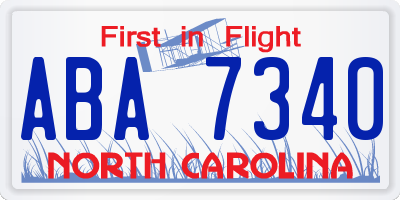 NC license plate ABA7340