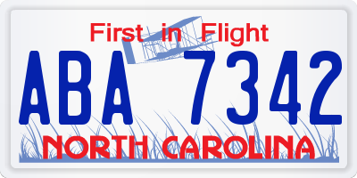 NC license plate ABA7342