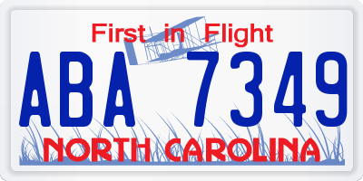 NC license plate ABA7349
