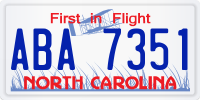 NC license plate ABA7351