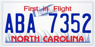 NC license plate ABA7352