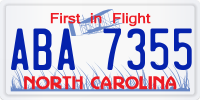 NC license plate ABA7355