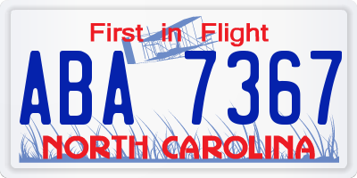 NC license plate ABA7367