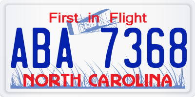 NC license plate ABA7368