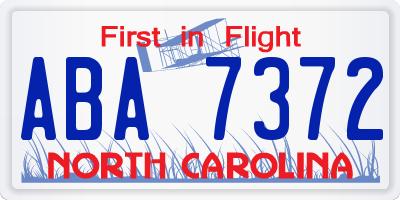 NC license plate ABA7372