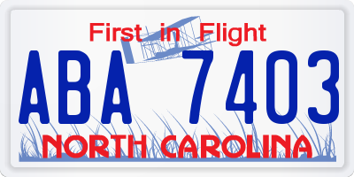 NC license plate ABA7403