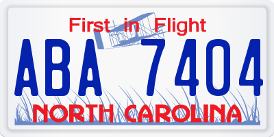 NC license plate ABA7404