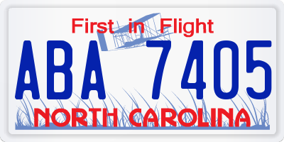 NC license plate ABA7405