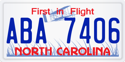 NC license plate ABA7406