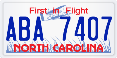 NC license plate ABA7407