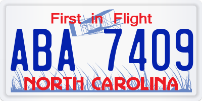 NC license plate ABA7409