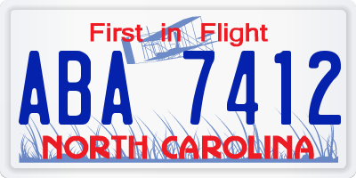 NC license plate ABA7412