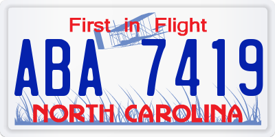 NC license plate ABA7419