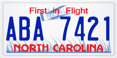 NC license plate ABA7421