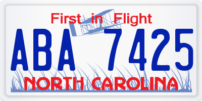 NC license plate ABA7425